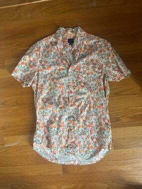 J.Crew Floral Button-Down Shirt in Orange, Pink & Green